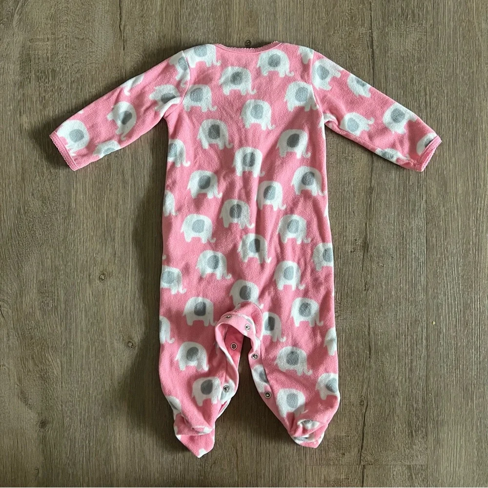 Baby Girl Fleece Footed Sleepers Lot – Size 6M – 3 Pack Elephants Llama Fox - Picture 3 of 10